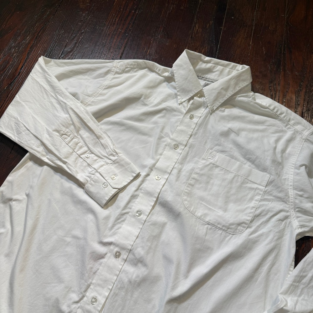 Cinch Shirt Mens Medium White Long Sleeve Button Down Solid Western Cowboy